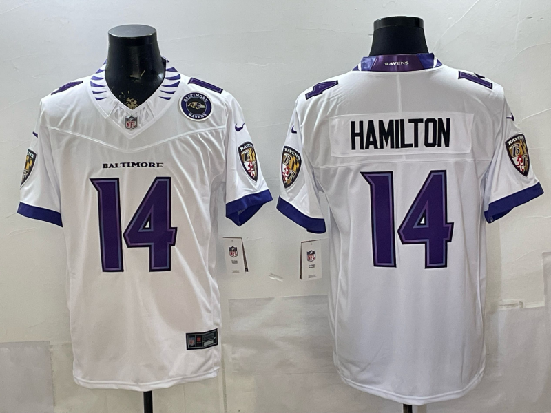 Men Baltimore Ravens #14 Hamilton white Nike 2026 NFL Jersey 0522003->baltimore ravens->NFL Jersey